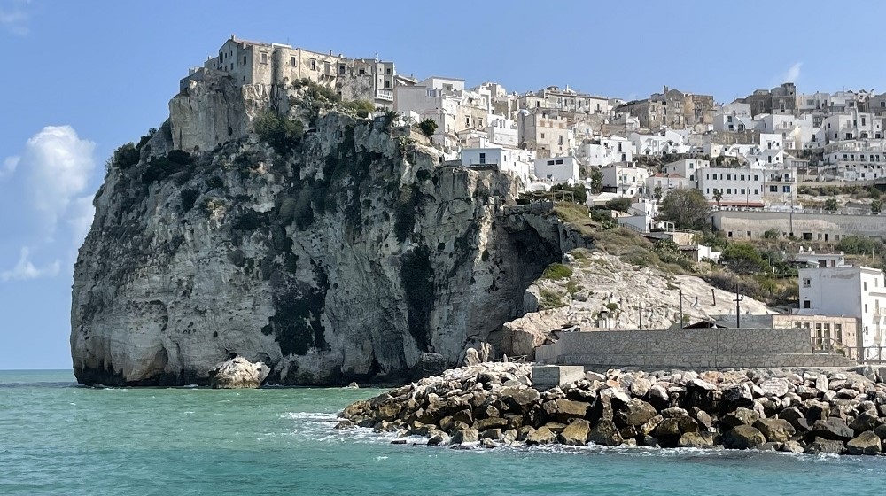 Small town perched along the coast in the Gargano peninsula (photo credit: Madelaine Brix)